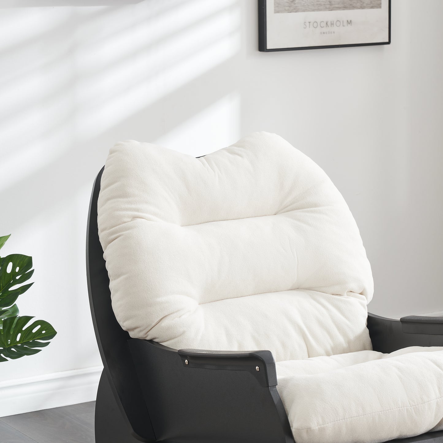 30.31 inches beige Rocking chair, single seat, balcony casual comfort seat, suitable for senior children, adult lunch chair