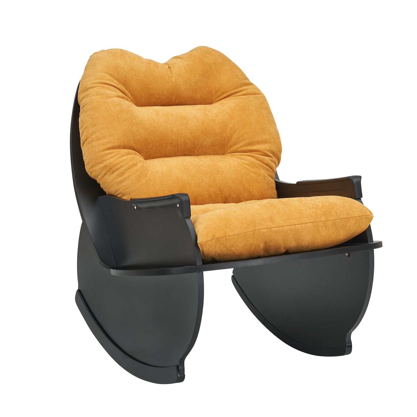 30.31 inches yellow Rocking chair, single seat, balcony casual comfort seat, suitable for senior children, adult lunch chair