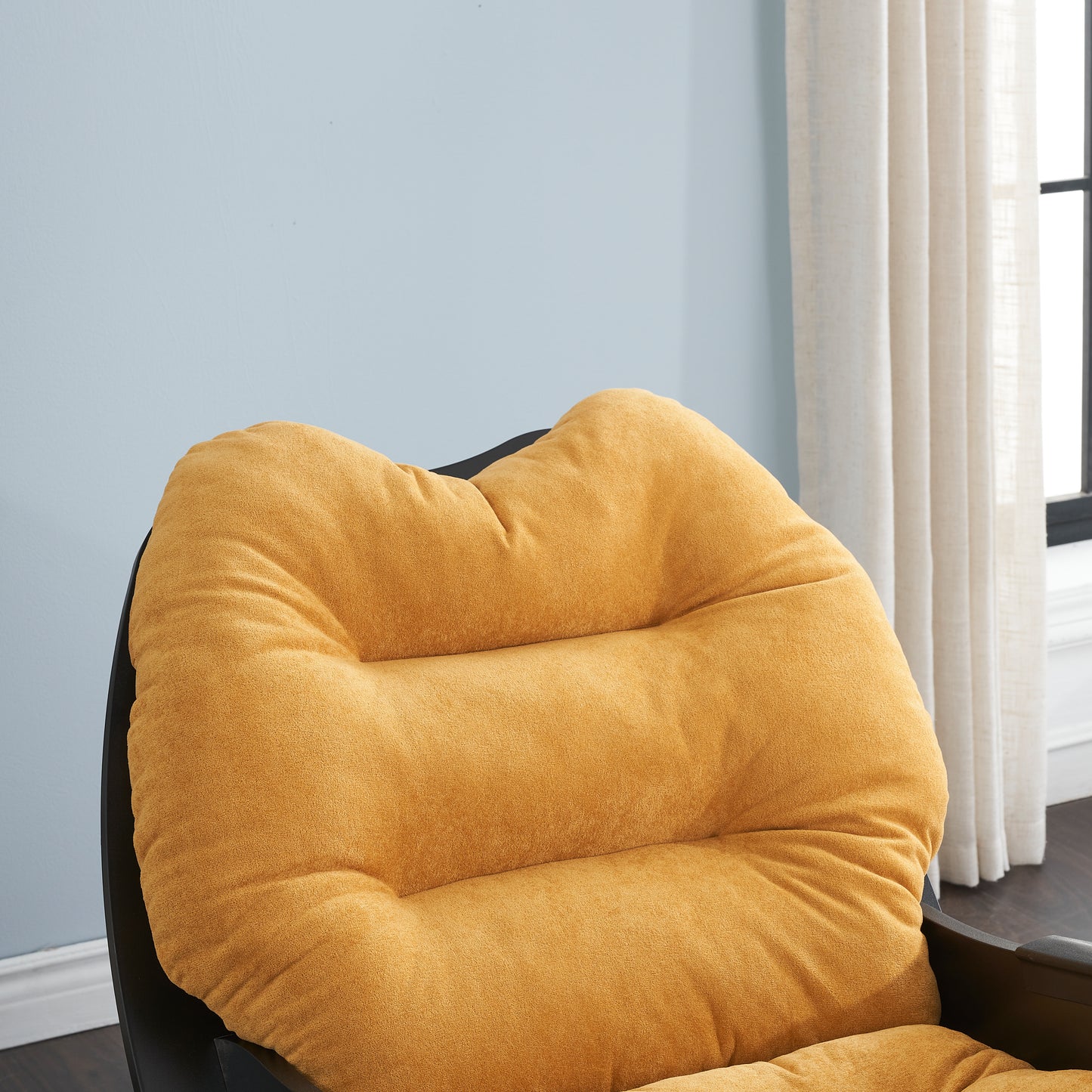 30.31 inches yellow Rocking chair, single seat, balcony casual comfort seat, suitable for senior children, adult lunch chair