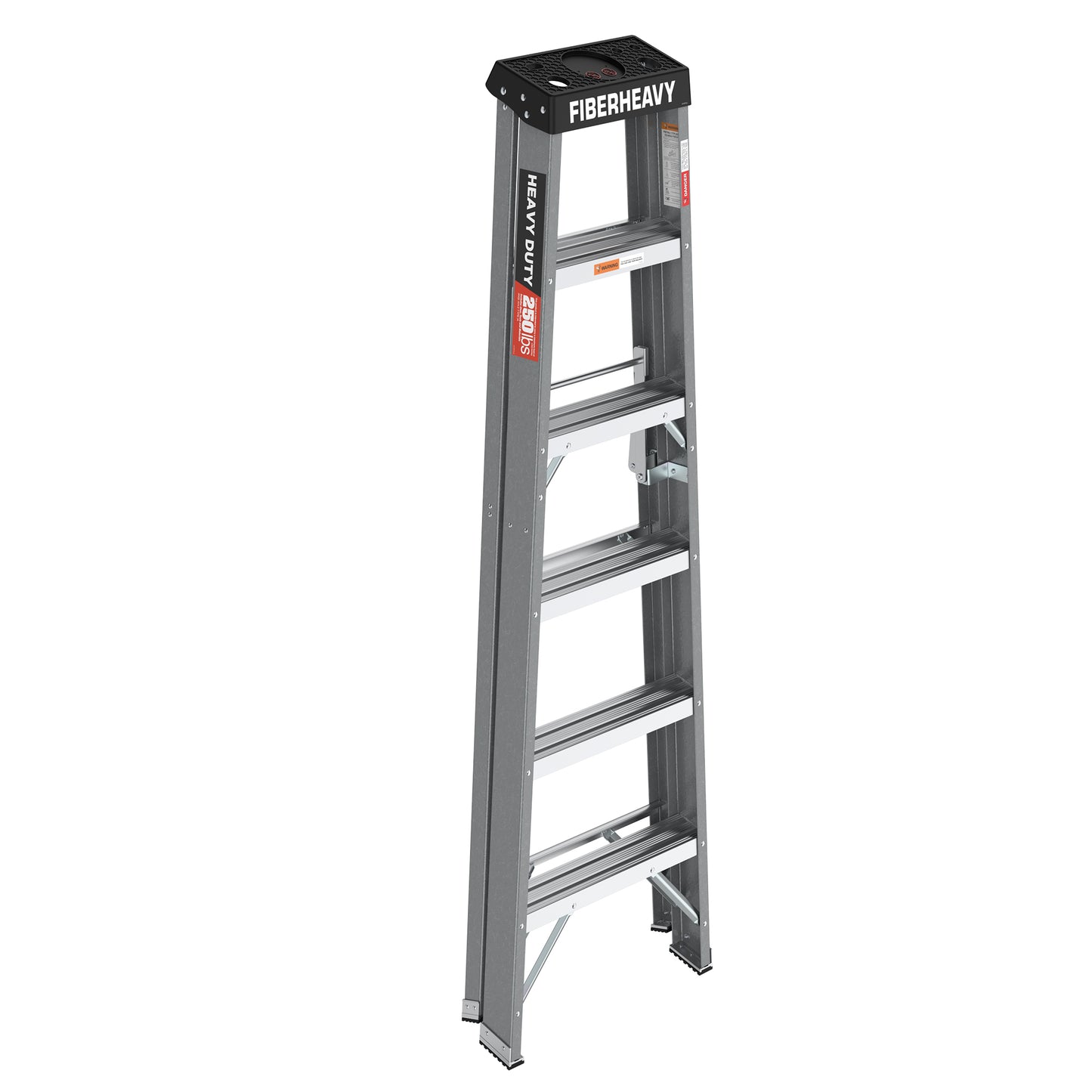 Fibreglass Step Ladder 6-Step 250lbs Gray