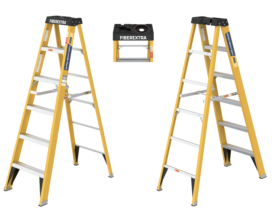Fiberglass Step Ladder 6-Step 300LBS Yellow