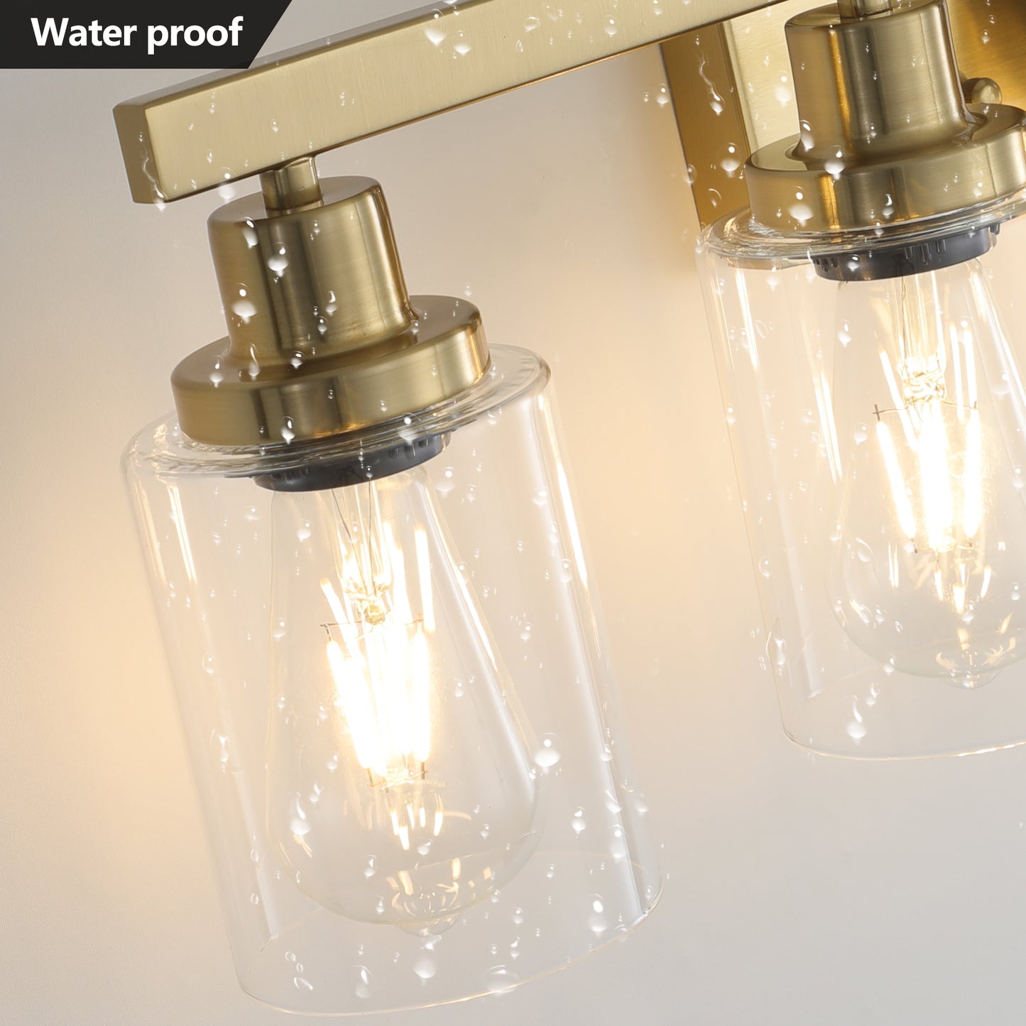 31" Golden 5-Light Vanity Light with Clear Glass Shades, Modern Iron Metal Bathroom Wall Fixture for Mirror, Ideal for Bathroom and Dressing Table (No Bulbs)