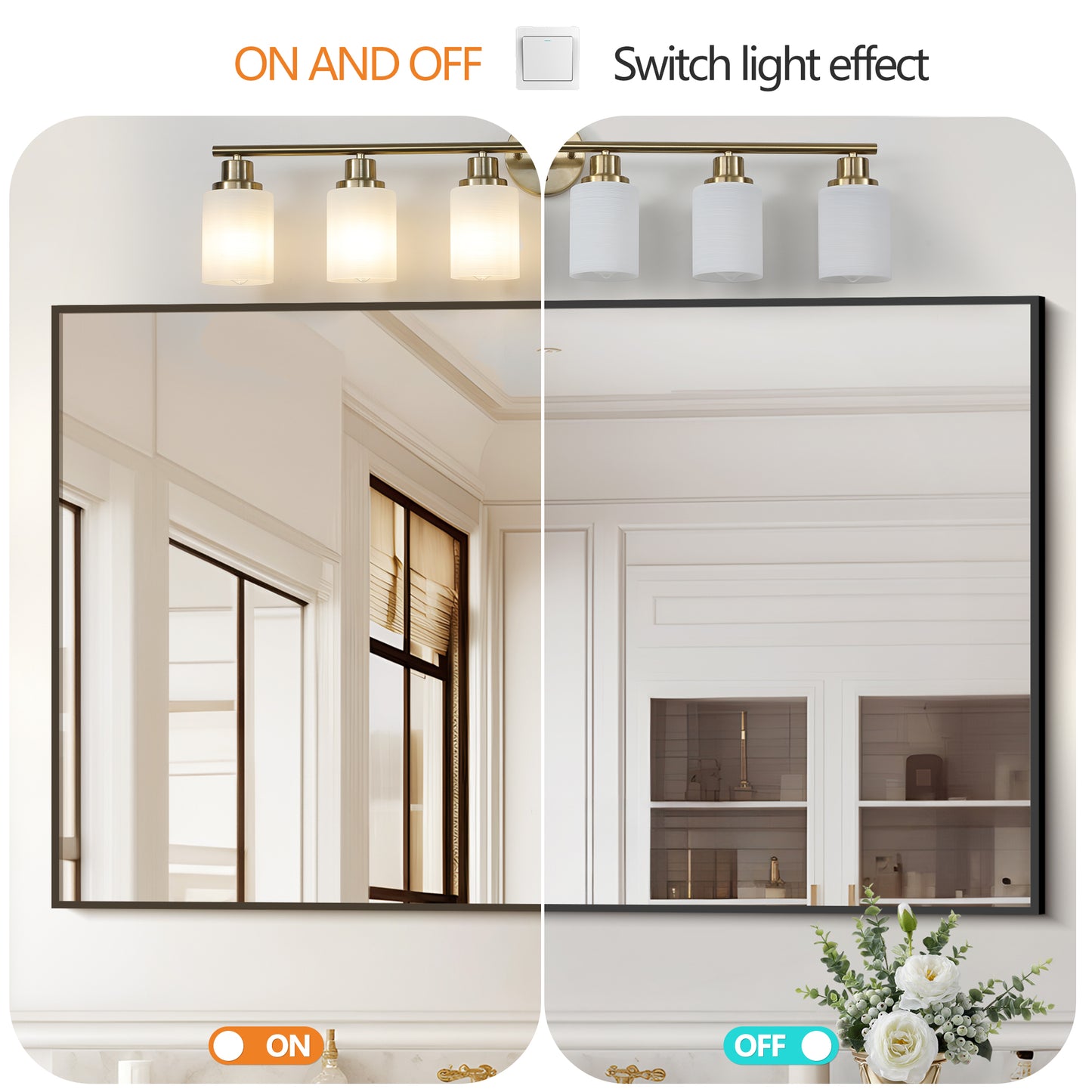 39" Modern 6-Light Vanity Wall Sconce, Golden Finish with Frosted Glass Shades for Bathroom or Hallway Lighting (No Bulbs)