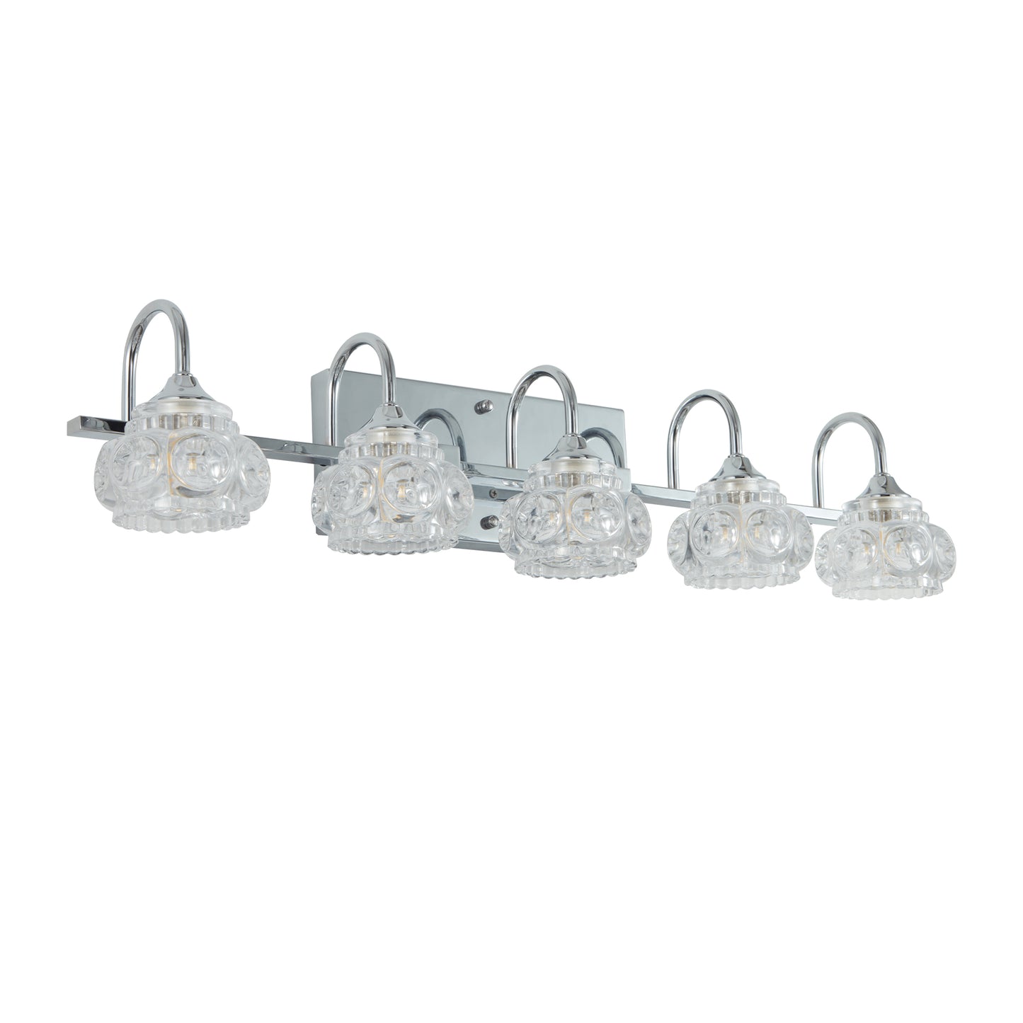 29" Brushed Nickel Finish Vintage Crystal Vanity Light - Elegant 5-Light Bathroom Mirror Fixture with Clear Glass Shades (No Bulbs)