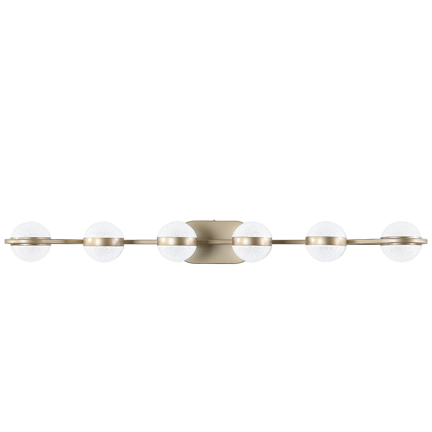 43" Gold Minimalist LED Bathroom Vanity Light with Crystal Sand Acrylic Shades, 6-Light Wall Mounted Decorative Lighting Fixture, Suitable for Bathroom Vanity Mirror
