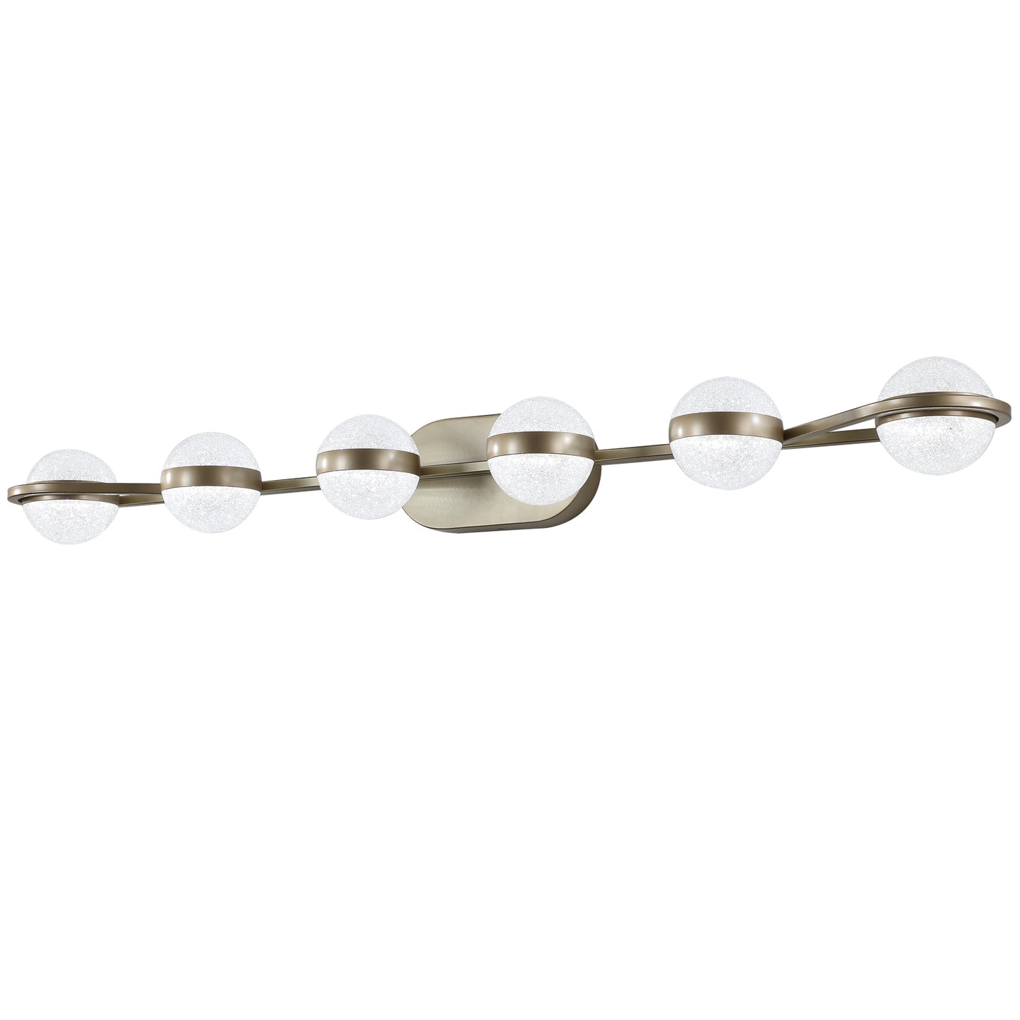 43" Gold Minimalist LED Bathroom Vanity Light with Crystal Sand Acrylic Shades, 6-Light Wall Mounted Decorative Lighting Fixture, Suitable for Bathroom Vanity Mirror