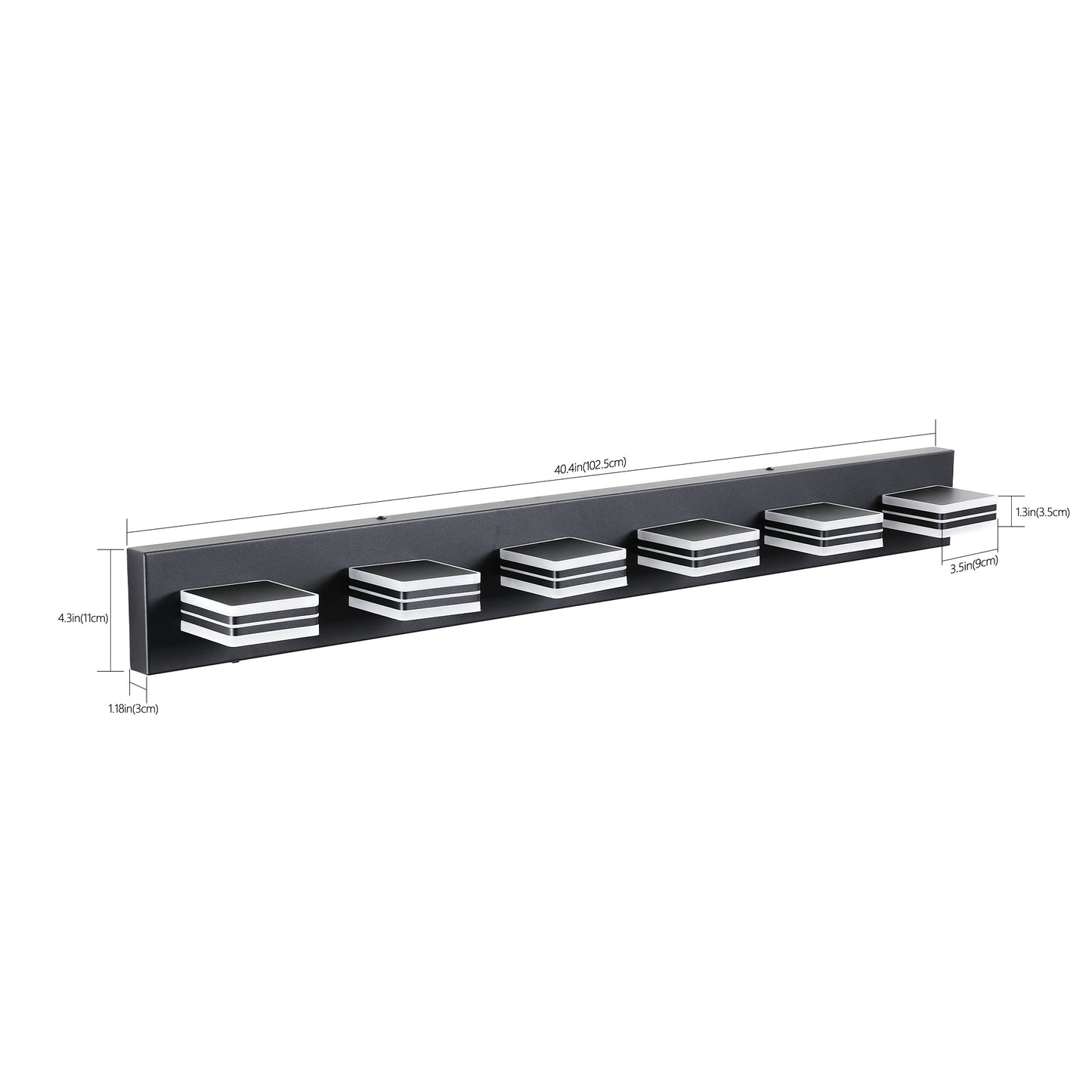 40" Modern 6-Light LED Vanity Light - Sleek Bathroom Wall Fixture, Iron & Acrylic, Dimmable & Energy-Efficient, Ideal for Mirror Lighting