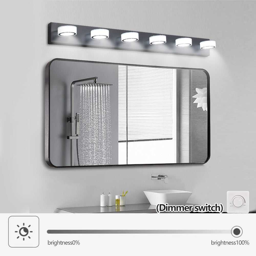 45" Modern 6-Light LED Vanity Light, Sleek Black Bathroom Wall Light Fixture for Mirror, Shower, and Bathroom Decor