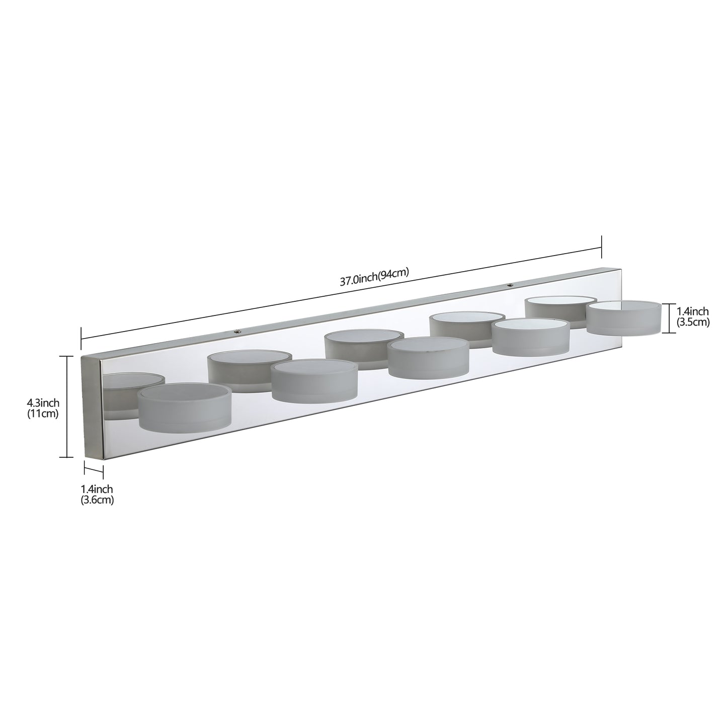 37" Modern 5-Light LED Vanity Light Fixture - Chrome Finish with Acrylic Light Shades - Energy-Efficient Bathroom Wall Sconce - Dimmable for Mirror, Shower, and Bathroom Decor