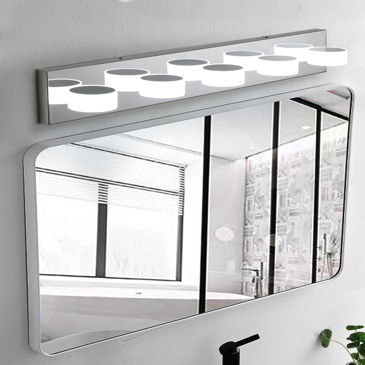 37" Modern 5-Light LED Vanity Light Fixture - Chrome Finish with Acrylic Light Shades - Energy-Efficient Bathroom Wall Sconce - Dimmable for Mirror, Shower, and Bathroom Decor