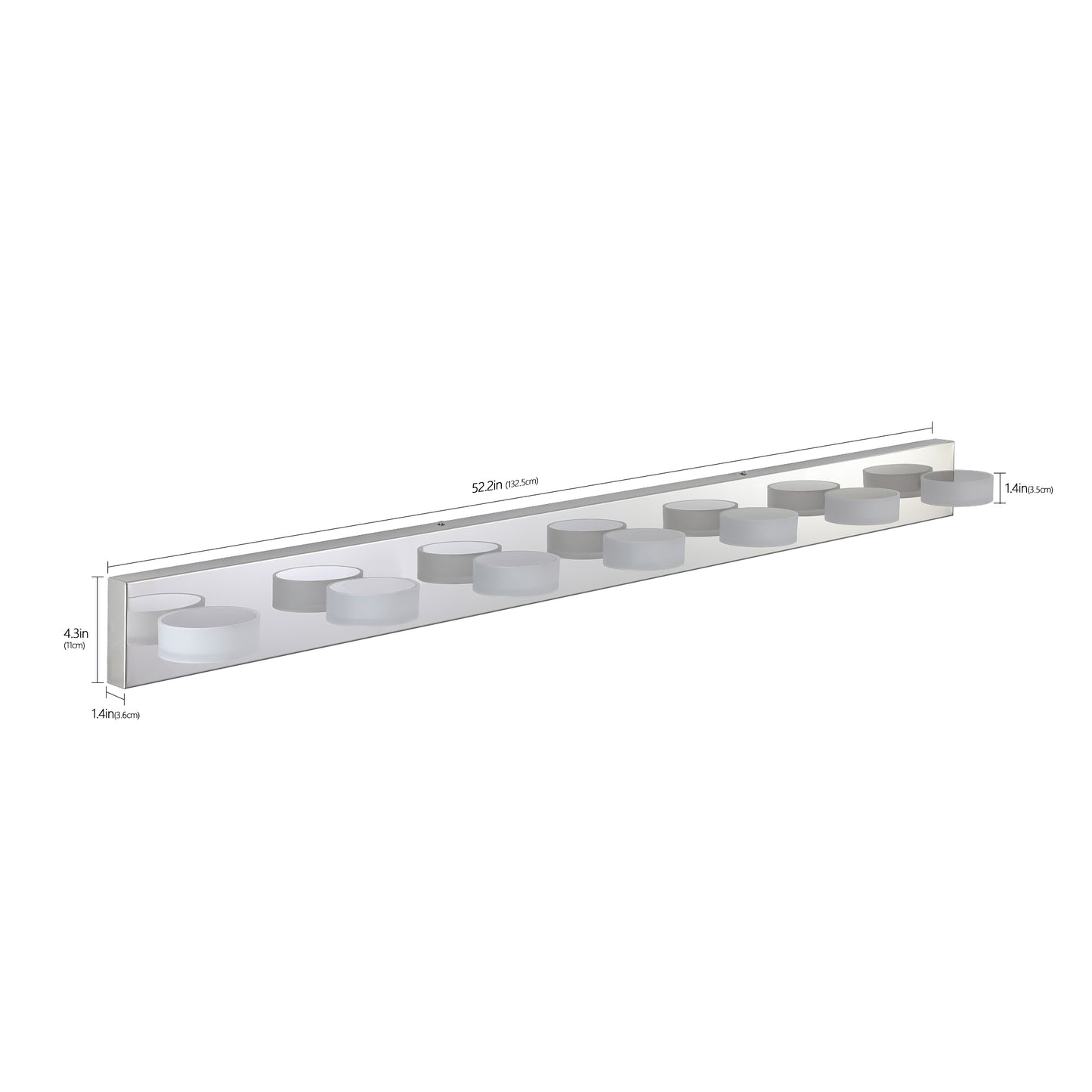52" Modern 7-Light LED Vanity Light Fixture - Chrome Finish with Acrylic Light Shades - Energy-Efficient Bathroom Wall Sconce - Dimmable for Mirror, Shower, and Bathroom Decor