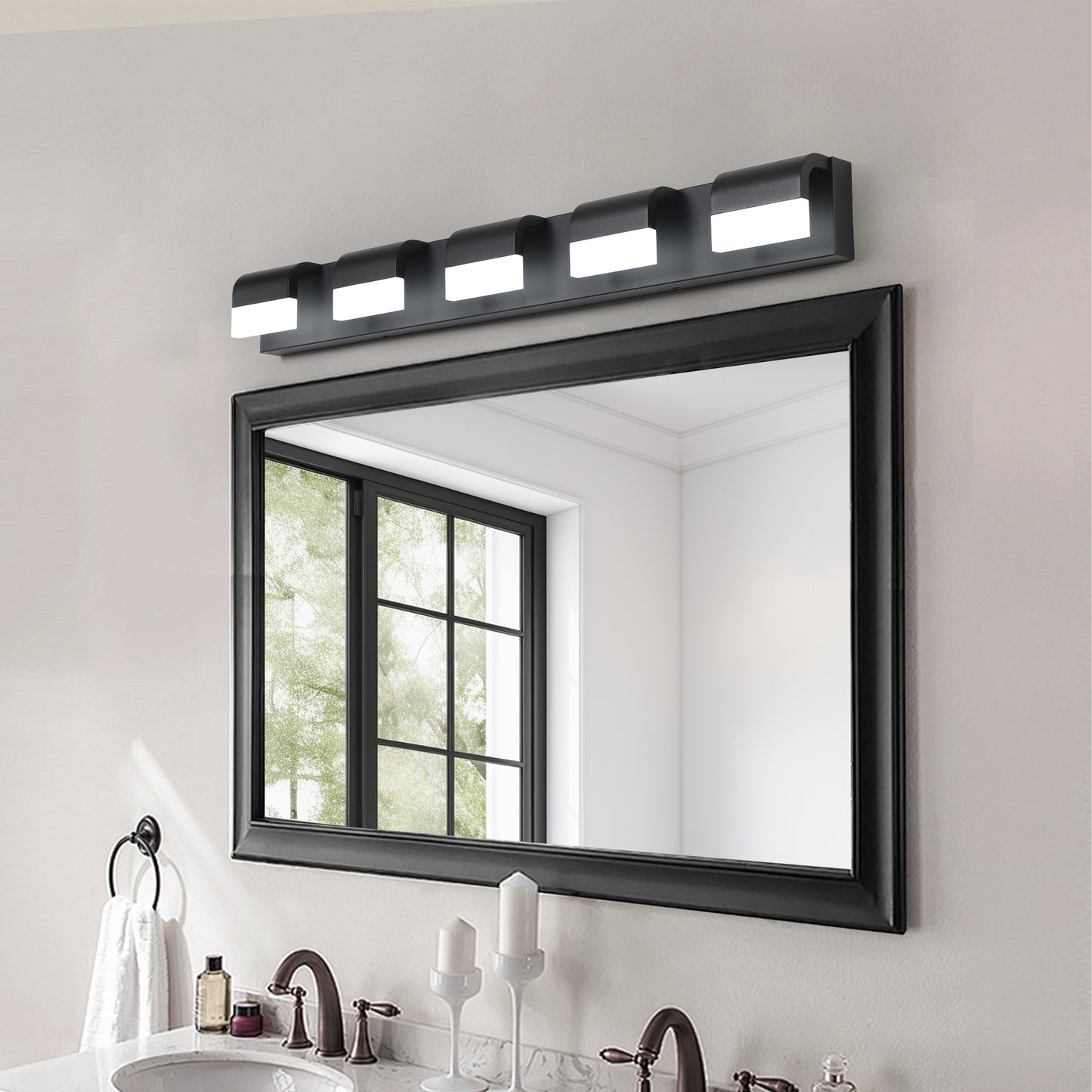 Modern Bathroom Vanity Lighting 5-Light LED Vanity Lights Over Mirror Bath Wall Lighting