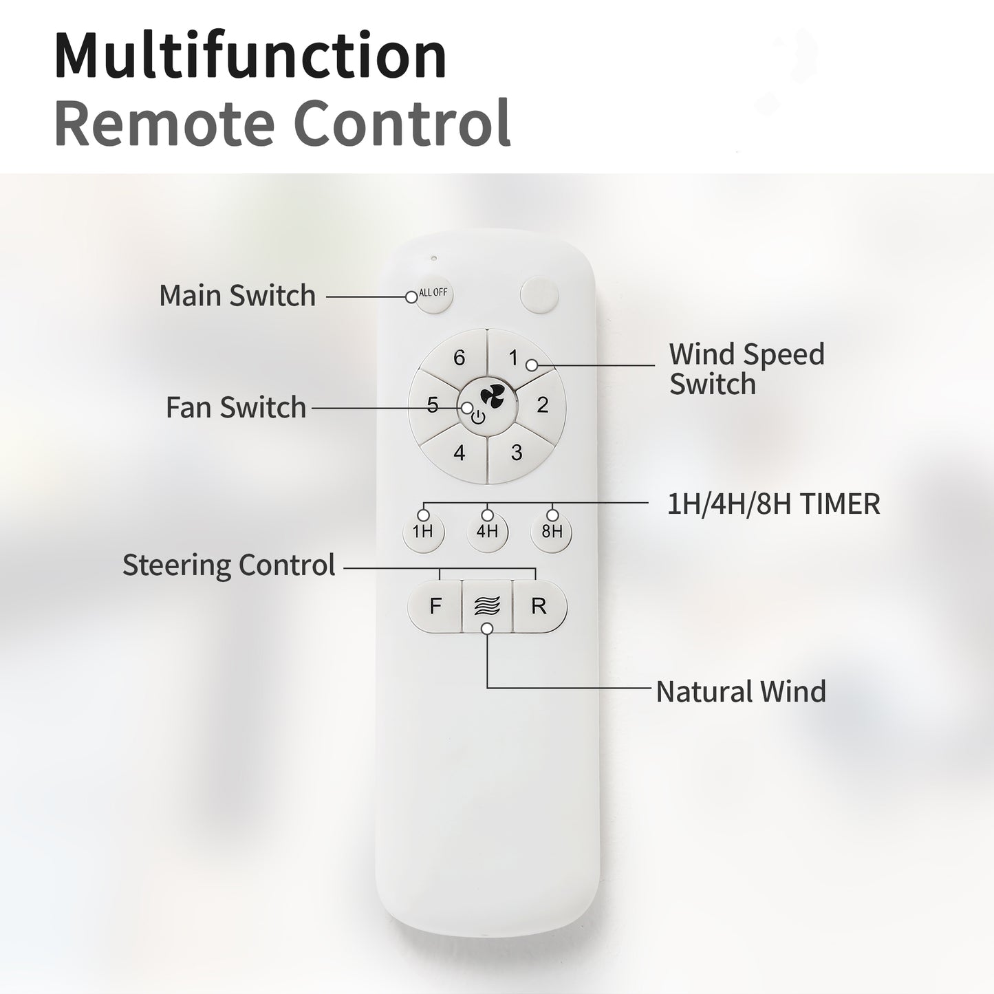 Modern 52 Inch Indoor Ceiling Fan No Light With 6 Speed Remote Control 3 ABS Blade Reversible DC Motor For Hom