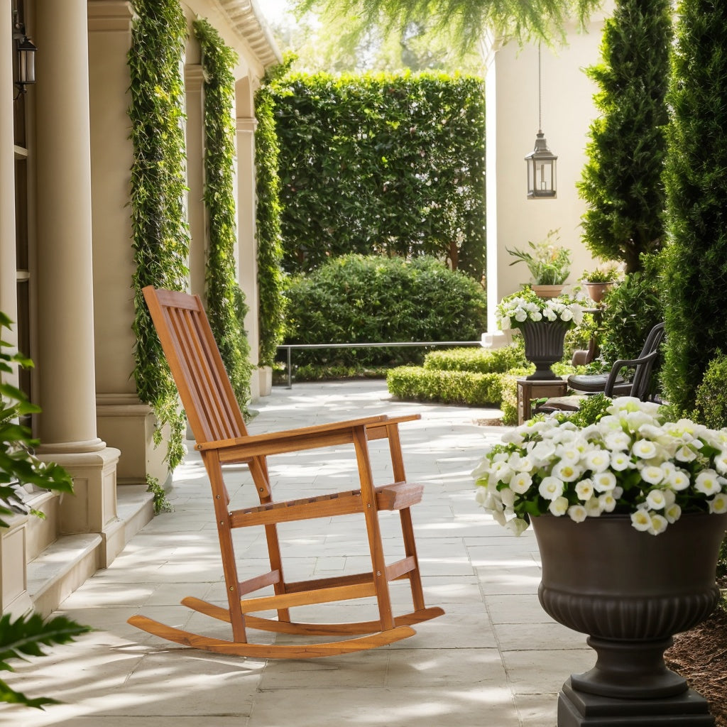 Acacia Wood Outdoor Rocking Chiar, Patio Rocker for Front Porch, Deck, Indoor