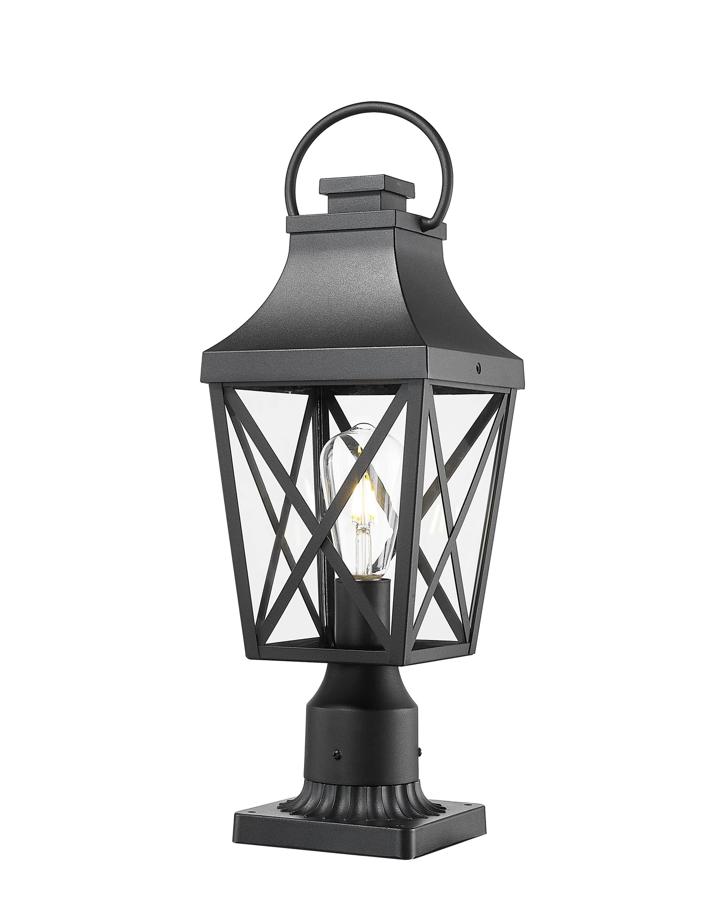 Outdoor Post Light,Lamp Post Light Fixture,Post Lantern with Pier Mount Base,Textured Black,20.3in,Suitable for Gardens, Yards or Entrances (1 pack)