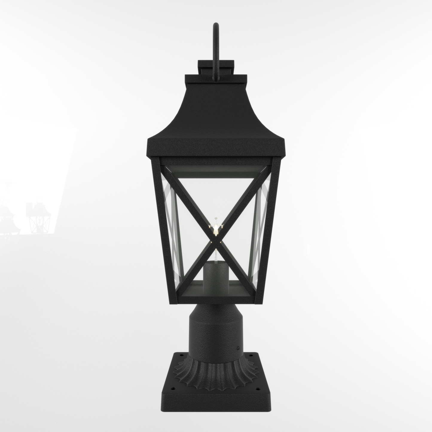 Outdoor Post Light,Lamp Post Light Fixture,Post Lantern with Pier Mount Base,Textured Black,21.3in,Suitable for Gardens, Yards or Entrances (2 pack)