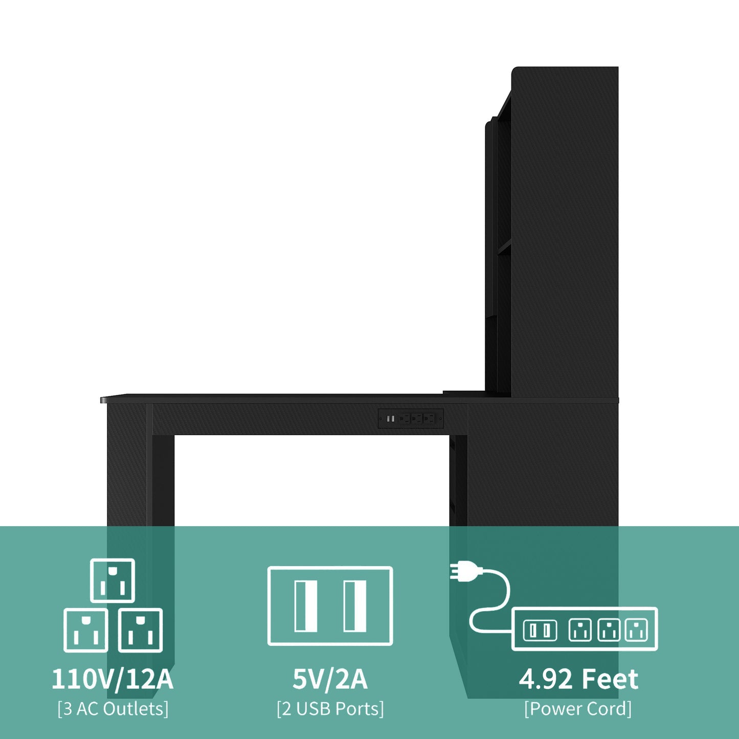 L Shaped Desk,Computer Desk with Drawers,Bookshelf,with LED Light,Modern Corner Desk,Home Office Desk,L-Shaped Study Table Writing Desk,Corner Gaming Computer Desk with Storage
