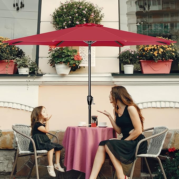 10ft Outdoor Market Patio Umbrella with 8 Sturdy Ribs, Tilt/Crank Push Button for Garden, Deck, Backyard and Pool