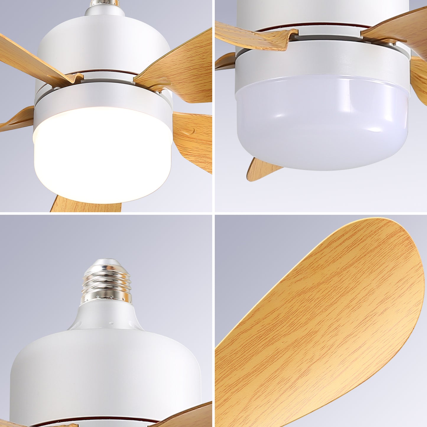 16 Inch Socket Ceiling Fans with Dimmable LED Light 2 in 1 Screw Small Ceiling Fan