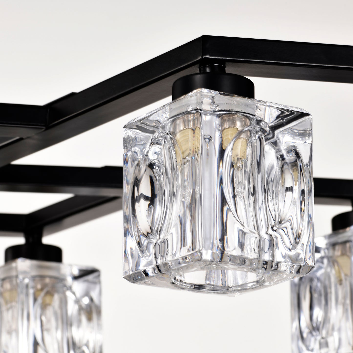 Matte Black Crystal Chandelier for Dining Room, 8-Light Kitchen Chandelier Light Fixture Modern Metal Industrial Chandeliers for Farmhouse Entryway Living Room (8*G9 Bulbs Included)