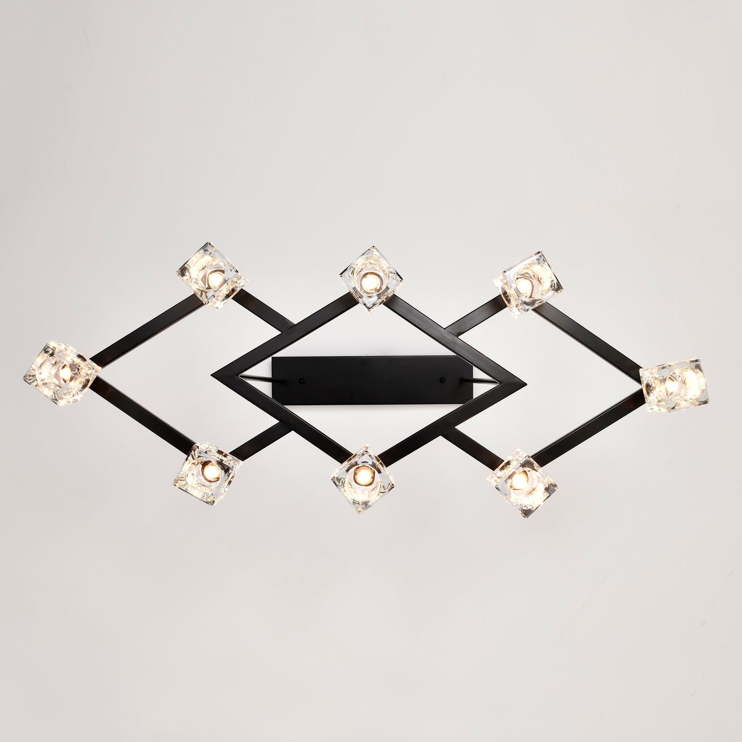 Matte Black Crystal Chandelier for Dining Room, 8-Light Kitchen Chandelier Light Fixture Modern Metal Industrial Chandeliers for Farmhouse Entryway Living Room (8*G9 Bulbs Included)