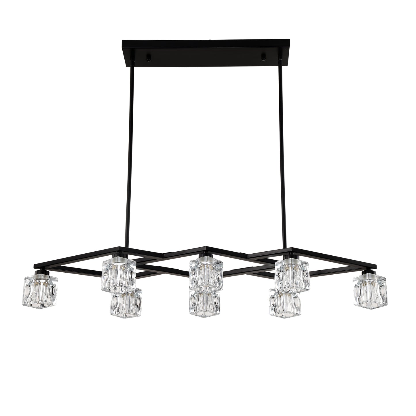 Matte Black Crystal Chandelier for Dining Room, 8-Light Kitchen Chandelier Light Fixture Modern Metal Industrial Chandeliers for Farmhouse Entryway Living Room (8*G9 Bulbs Included)