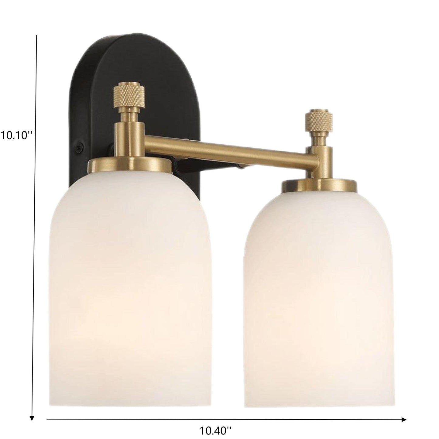 Vortex Traditional Style Two Lights Vanity Over Bathroom Mirror Wall Sconce with White Frosted Glass 12.25"W × 10.125"H × 5.5"E