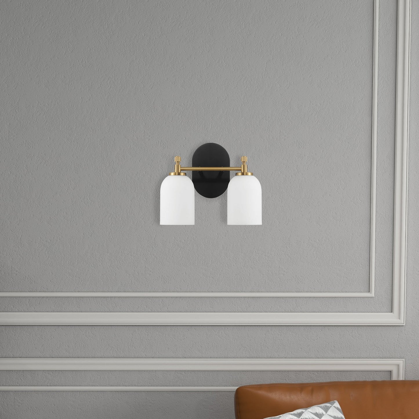 Vortex Traditional Style Two Lights Vanity Over Bathroom Mirror Wall Sconce with White Frosted Glass 12.25"W × 10.125"H × 5.5"E