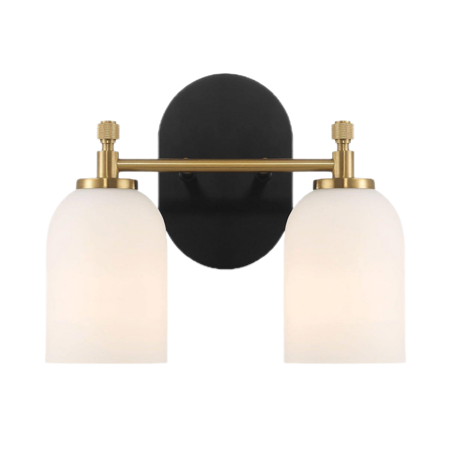 Vortex Traditional Style Two Lights Vanity Over Bathroom Mirror Wall Sconce with White Frosted Glass 12.25"W × 10.125"H × 5.5"E