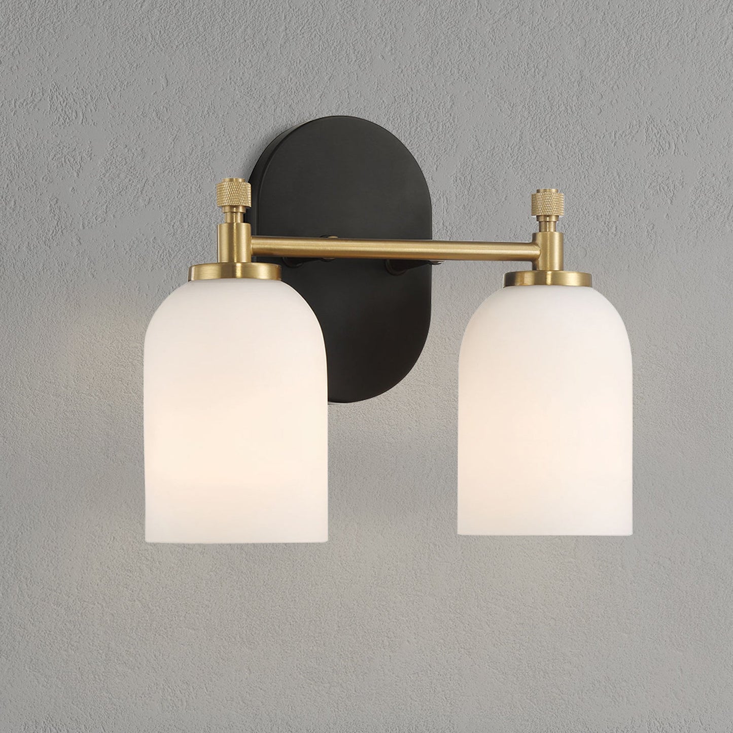 Vortex Traditional Style Two Lights Vanity Over Bathroom Mirror Wall Sconce with White Frosted Glass 12.25"W × 10.125"H × 5.5"E