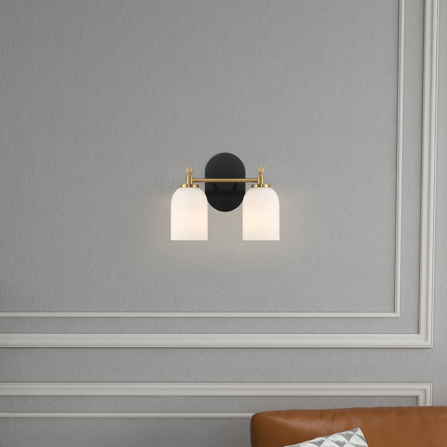 Vortex Traditional Style Two Lights Vanity Over Bathroom Mirror Wall Sconce with White Frosted Glass 12.25"W × 10.125"H × 5.5"E