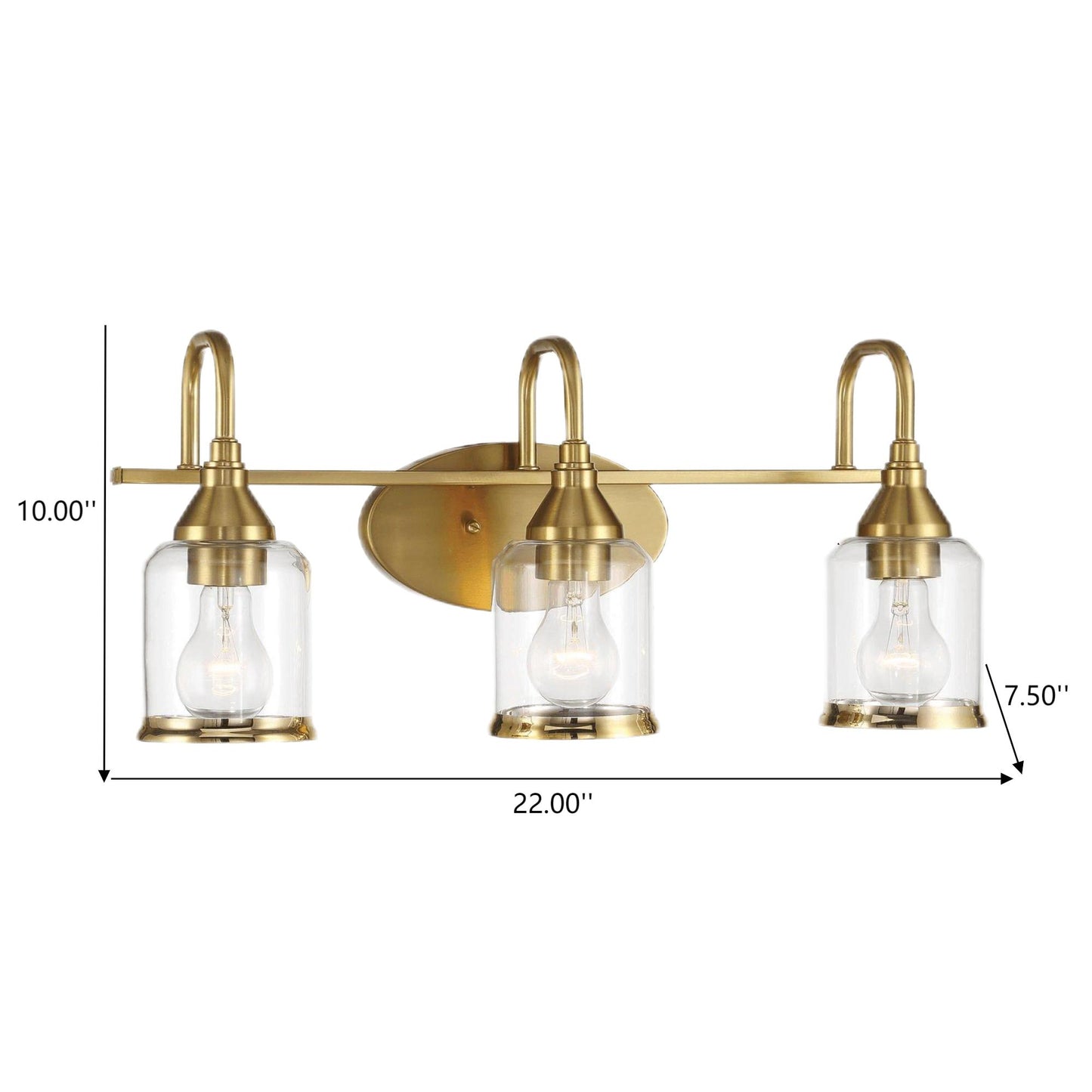 Twilight Brushed Gold Contemporary Vanity Light with Clear Glass, 22"W × 10"H × 7.48"E Dining Room Lighting Fixtures Hanging, Dining Light for Bedroom, Foyer, Hall, Kitchen, Living Room and Entryway