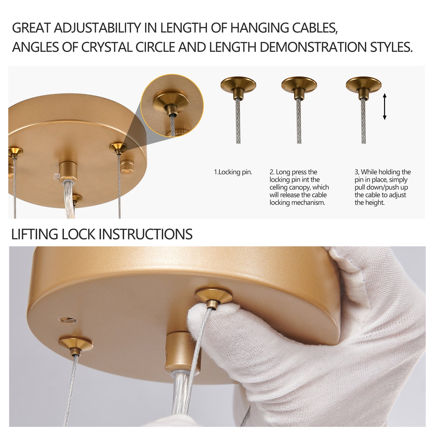 24-inch Modern Golden Pendant Light with Cascading Crystal Strands, Ideal for Living Room, Dining Room and Foyer, High-End Decorative Lighting Fixture (Bulb Not Included)
