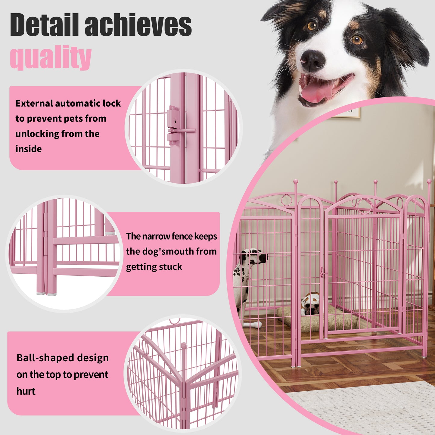 Dog Playpen Indoor 32 inch 8 Panels Metal Dog Pen Pet Dog Fence Outdoor Exercise Pen with Doors, Heavy Duty Dog Fence Puppy Pen for Large Medium Small Dogs Indoor Outdoor Foldable Pet Exercise Pen