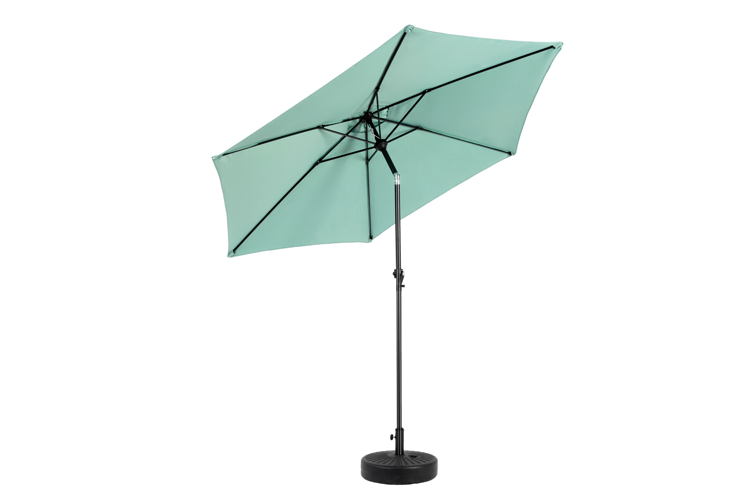 9FT Outdoor Patio Umbrella Outdoor Table Umbrella with Push Button Tilt and Crank, Market Umbrella 6 Sturdy Ribs , Deck, Backyard, Pool (Base Not Included) - ( Light green )
