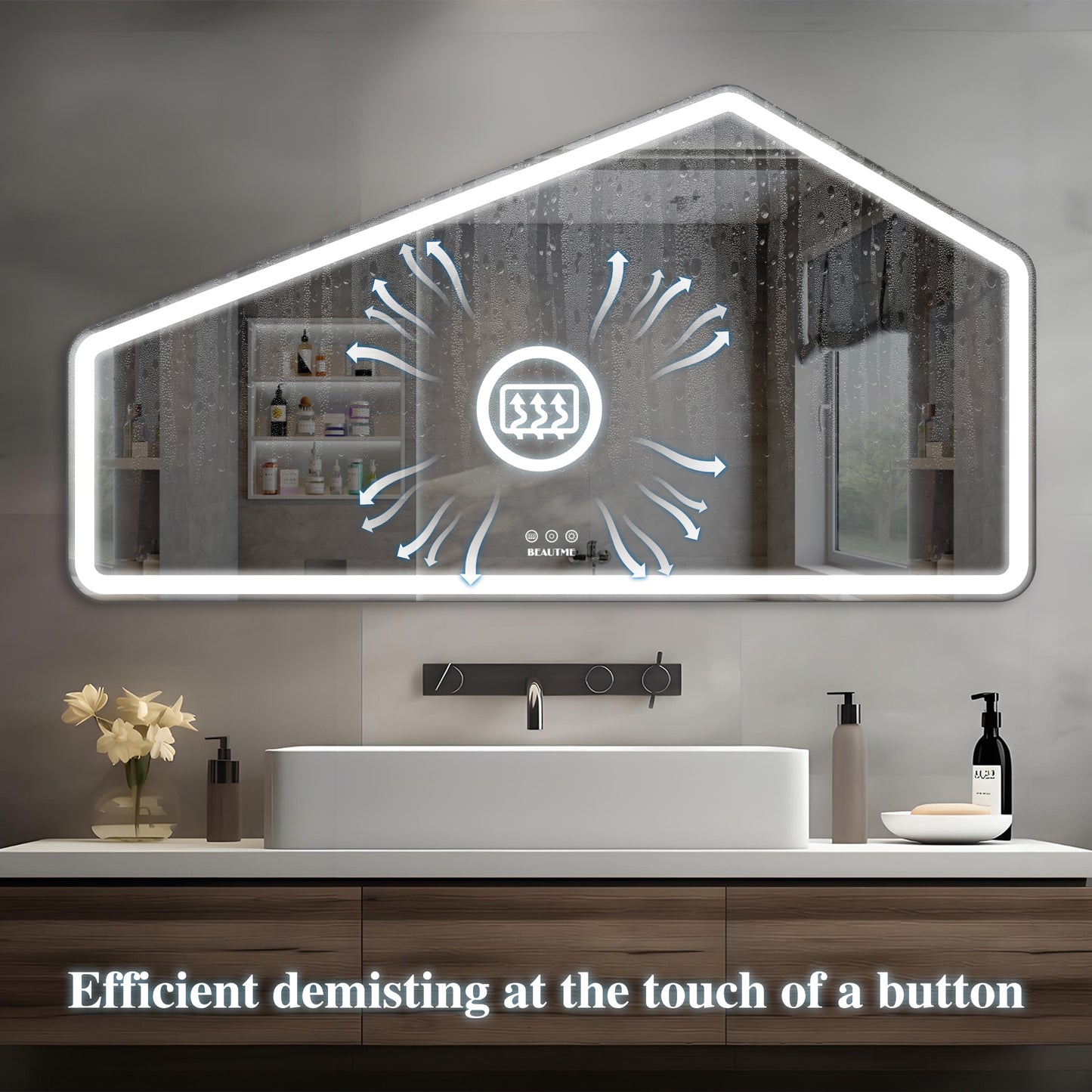 52*28 inch LED Bathroom Vanity Mirror Wall Mounted Adjustable White/Warm/Natural Lights Anti-Fog Touch Switch with Memory Modern Smart Large Bathroom Mirrors