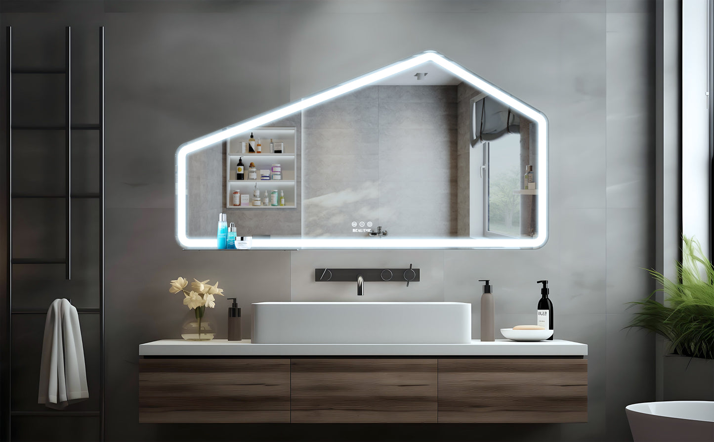 52*28 inch LED Bathroom Vanity Mirror Wall Mounted Adjustable White/Warm/Natural Lights Anti-Fog Touch Switch with Memory Modern Smart Large Bathroom Mirrors