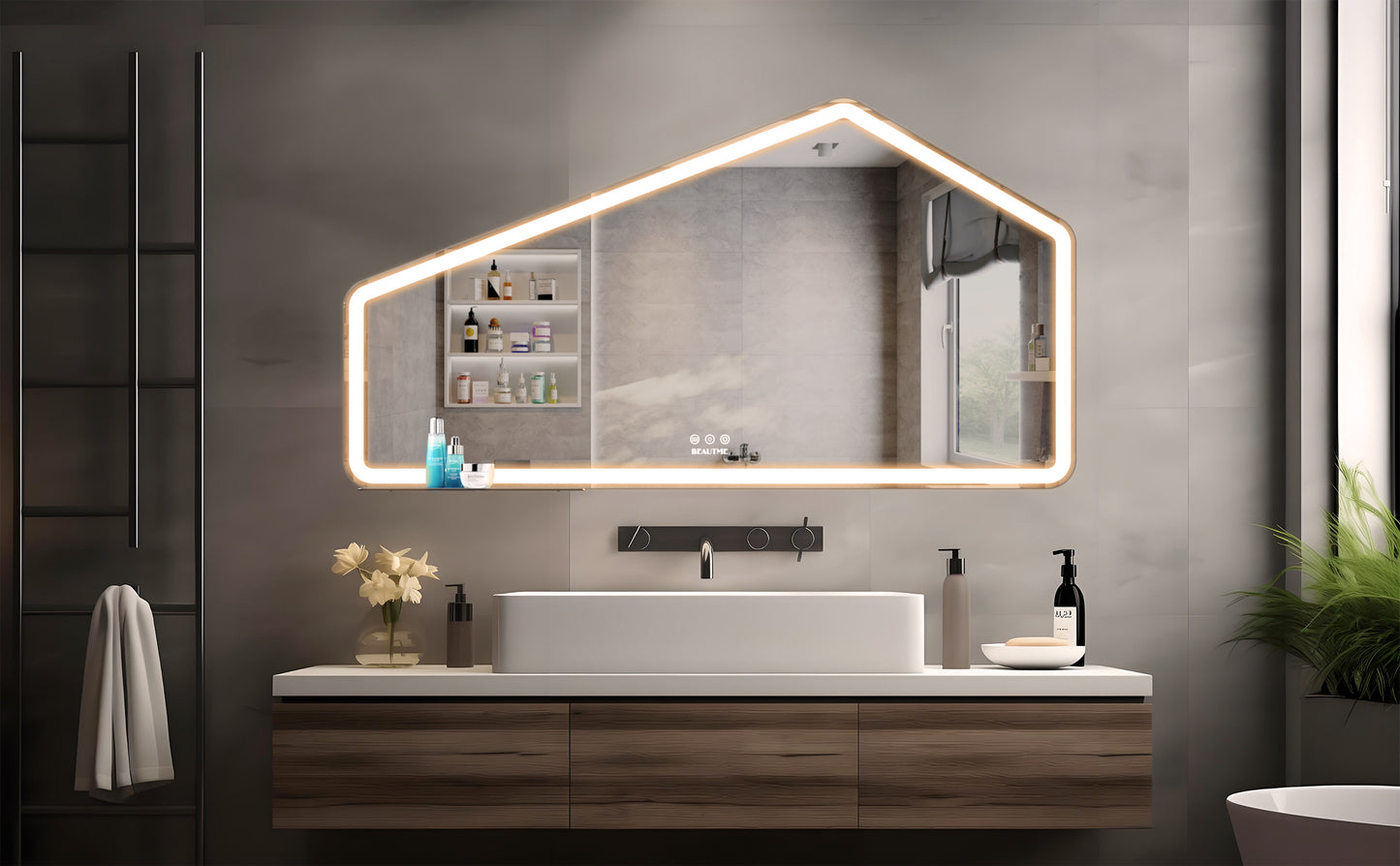 52*28 inch LED Bathroom Vanity Mirror Wall Mounted Adjustable White/Warm/Natural Lights Anti-Fog Touch Switch with Memory Modern Smart Large Bathroom Mirrors