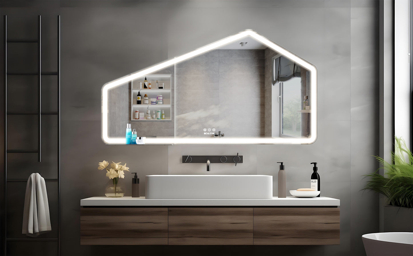 52*28 inch LED Bathroom Vanity Mirror Wall Mounted Adjustable White/Warm/Natural Lights Anti-Fog Touch Switch with Memory Modern Smart Large Bathroom Mirrors