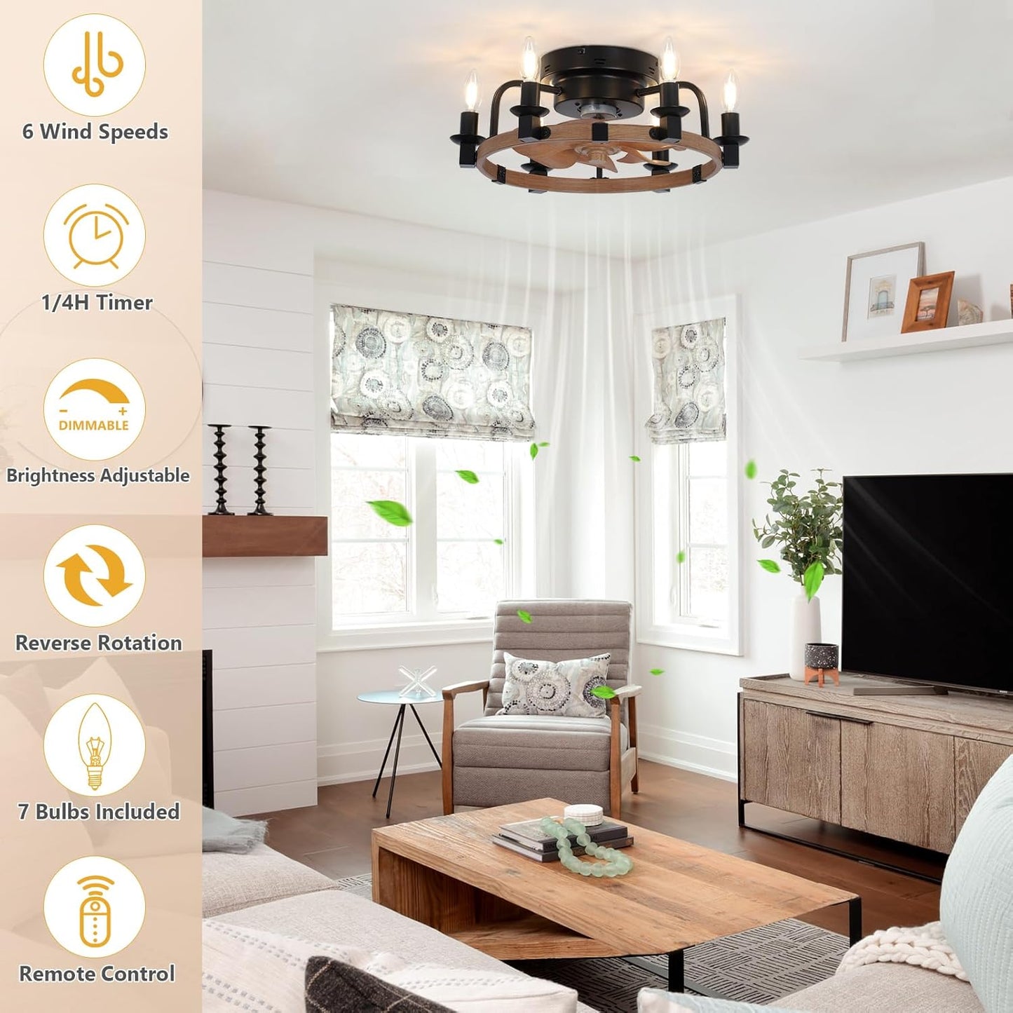 Dimmable Ceiling Fans with Lights and Remote