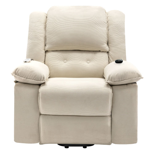 Massage Recliner,Power Lift Chair for Elderly with Adjustable Massage and Heating Function,Recliner Chair with Infinite Position and Side Pocket for Living Room(Old SKU:WF308781AAA) ,Beige