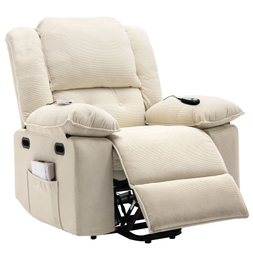 Massage Recliner,Power Lift Chair for Elderly with Adjustable Massage and Heating Function,Recliner Chair with Infinite Position and Side Pocket for Living Room(Old SKU:WF308781AAA) ,Beige