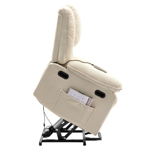 Massage Recliner,Power Lift Chair for Elderly with Adjustable Massage and Heating Function,Recliner Chair with Infinite Position and Side Pocket for Living Room(Old SKU:WF308781AAA) ,Beige
