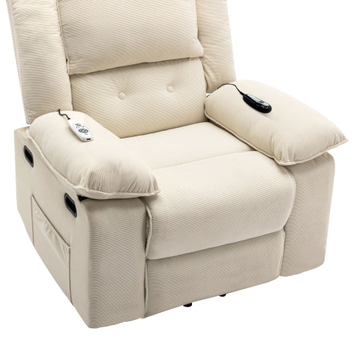 Massage Recliner,Power Lift Chair for Elderly with Adjustable Massage and Heating Function,Recliner Chair with Infinite Position and Side Pocket for Living Room(Old SKU:WF308781AAA) ,Beige