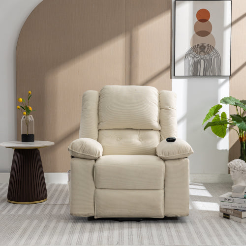 Massage Recliner,Power Lift Chair for Elderly with Adjustable Massage and Heating Function,Recliner Chair with Infinite Position and Side Pocket for Living Room(Old SKU:WF308781AAA) ,Beige