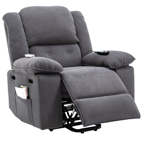 Massage Recliner,Power Lift Chair for Elderly with Adjustable Massage and Heating Function,Recliner Chair with Infinite Position and Side Pocket for Living Room(Old SKU:WF308781AAE) ,Gray