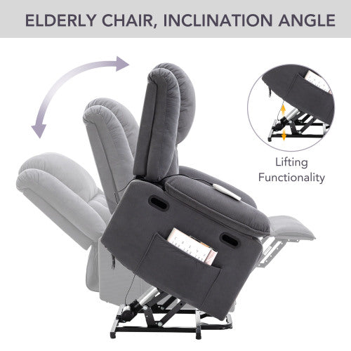 Massage Recliner,Power Lift Chair for Elderly with Adjustable Massage and Heating Function,Recliner Chair with Infinite Position and Side Pocket for Living Room(Old SKU:WF308781AAE) ,Gray