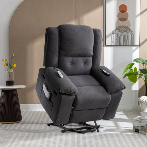 Massage Recliner,Power Lift Chair for Elderly with Adjustable Massage and Heating Function,Recliner Chair with Infinite Position and Side Pocket for Living Room(Old SKU:WF308781AAE) ,Gray