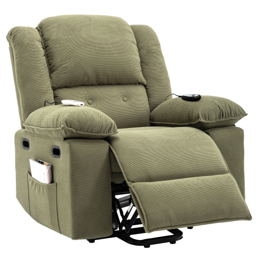 Massage Recliner,Power Lift Chair for Elderly with Adjustable Massage and Heating Function,Recliner Chair with Infinite Position and Side Pocket for Living Room (Old SKU:WF308781AAF),Green
