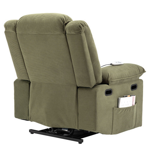 Massage Recliner,Power Lift Chair for Elderly with Adjustable Massage and Heating Function,Recliner Chair with Infinite Position and Side Pocket for Living Room (Old SKU:WF308781AAF),Green